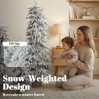 HOMCOM Prelit Flocked Artificial Christmas Tree Set of 3 Snowy Xmas Tree Warm White LED Lights (3FT+4FT+5FT)(m-6)