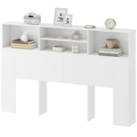 HOMCOM King-Size Headboard with Storage, Freestanding Bed Headboard with 4 Open Compartments for Bedroom, White(m-10)