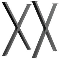 HOMCOM Set 2 Pezzi Gambe per Tavolo in Acciaio a X, Piedi per Tavolo con 16 Viti Incluse, Gambe Preforate con 4 Fori, 40x2.5x43cm, Nero(m-1)