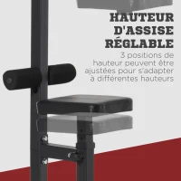 HOMCOM Station de musculation pour tirage poitrine - lat pulldown machine - banc de musculation dim. 107L x 120I x 190H cm acier noir(m-5)