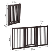 PawHut Barrière modulable pliable barrière de sécurité avec porte verrouillable intégrée dim. 155L x 35,5l x 76H cm MDF blanc(m-3)