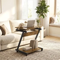 HOMCOM Movable Computer Desk with 4 Moving Wheels and Keyboard Tray(m-7)