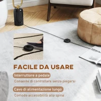 HOMCOM Lampada da Terra a U con 2 Luci, Interruttore a Pedale e Base in Marmo, 26x12x150 cm, Bianco Nero e Oro(m-5)