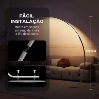 HOMCOM Candeeiro de Pé em Forma de Arco com Brilho e Temperaturas de Cor Ajustáveis 3000K-6500K 120x27x172 cm Prata(m-8)