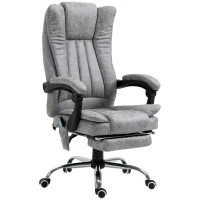 HOMCOM Ergonomische bureaustoel comfortabele grote massage met verwarmingsfunctie ligfunctie voetensteun thuis grijs(m-1)