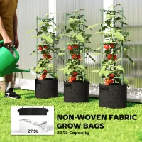 Outsunny 3 Packs Tomato Cages with 83.7L Grow Bags, 120cm Adjutstable Triangle Plant Stakes Support Trellis with Planter Bags(m-5)