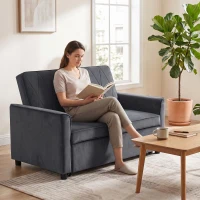 HOMCOM 2 Seater Sofa Bed, 3-in-1 Convertible Pull Out Sleeper Sofa with Click-Clack Adjustable Backrest, Dark Grey(m-9)