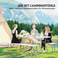 Outsunny Campingbank, Kunststoff-Outdoor-Bank, 240 kg Belastbarkeit, Weiß(m-4)