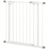 PawHut Huisdieren Veiligheidshekje, Afscheiding, Beschermhek voor Huisdieren, Metaal, Kunststof, 74-80 cm, Wit(m-10)