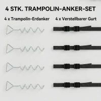 SPORTNOW Bodenanker Schraube 4er Set 32 cm spiralförmige Trampolin Pfähle Anker mit Dreiecksgriff, verstellbare Gurte Silber(m-4)