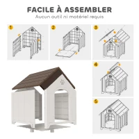PawHut Niche pour chien extérieur, maison chien en polypropylène imperméable ventilé plancher surélevé 88x79x89cm gris clair(m-7)
