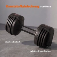 SPORTNOW Verstelbare dumbbell 11 kg met snelle gewichtsverstelling, opbergbasis en antislip handgreep(m-6)