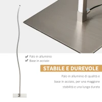 HOMCOM Lampada a Stelo, Lampada da Terra Design, Lampada Piantana con Luci a LED Bianco Caldo, 12W, Argento, 22x22x144cm(m-6)