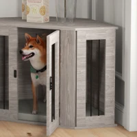 PawHut Hundebox, Hundekäfig, Eckdesign, inkl. Verriegelung, 1 Liegekissen, 104 x 55 x 63 cm, Braun(m-8)