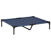 PawHut Raised Dog Bed Cat Elevated Lifted Portable Camping w/ Metal Frame Blue (Large)(m-1)
