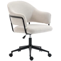 HOMCOM Chaise bureau ergonomique, fauteuil de bureau avec hauteur réglable, pivotant 360°, 63 x 65 x 83-92 cm, crème(m-12)