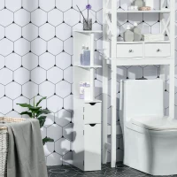 kleankin Coluna Casa de Banho com 2 Portas e 2 Prateleiras Armário Alto para Casa de Banho Estilo Moderno 15,2x29,8x118cm Branco(m-2)