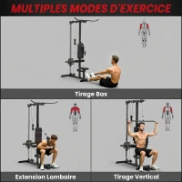 SPORTNOW Station de musculation Station à Poulie, tirage poitrine - lat pulldown machine - banc de musculation Musculation(m-4)
