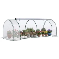 Outsunny kas, kweekkas met deur, koude kas, plantenhuis, plantenteelt, staal PVC, 250 x 100 x 80 cm(m-11)