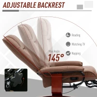 HOMCOM Faux Leather Armchair, with 145° Reclining Back and Footrest - Brown(m-4)