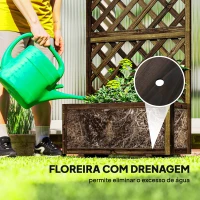 Outsunny Floreira com Treliça de Madeira Maciça Caixa de Plantio com Suporte para Plantas Trepadeiras 72,5x31,5x149,5 cm Marrom(m-6)