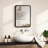 HOMCOM Specchio da Parete Rettangolare, Cornice in Metallo, 40.5x30 cm, per Soggiorno, Ingresso, Camera da Letto, Nero(m-9)