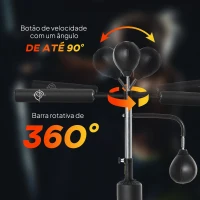 HOMCOM Punching Ball de Boxe com Altura Ajustável com 2 Bolas de Velocidade Barra Giratória 360° e Base Preenchida 88x50x160-230cm Preto(m-4)