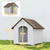 PawHut Casota para Cães Exterior Extragrande em Plástico com 2 Janelas, Base Elevada, Estacas Castanho Escuro(m-3)