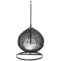 PawHut Amaca per Gatti in Rattan, Cuccia con Cuscino Incluso in Felpa e Cotone per Animali (Φ60 x 110cm)(m-4)
