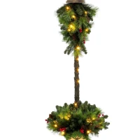 Outsunny Kerstlantaarn voor buiten met 50 warmwitte leds, 159 PVC-takpunten en rode bessen(m-13)