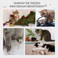 PawHut kattenboom krabpaal kattenmeubel, activity center klimrek pluche grijs(m-7)