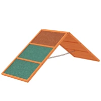 PawHut Agility hondenloopplank, opvouwbaar, hoogte verstelbaar, antislip, Vurenhout, tot 40 kg, 173 x 59 x 66 cm, Oranje/Groen(m-10)
