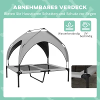PawHut Hondenbed met Dak, Ademend, Waterafstotend, tot 30 kg, 91 x 76 x 89 cm, Lichtgrijs(m-5)