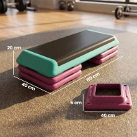 HOMCOM Stepboard aerobics fitness stepper hometrainer in hoogte verstelbaar sport zwart(m-3)