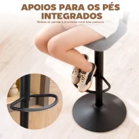 HOMCOM Conjunto de 2 Bancos Altos de Cozinha Giratórios a 360° Reguláveis em Altura de 84-105 cm 40,5x43x84-105 cm Cinzento(m-8)