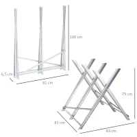 DURHAND kettingzaagbok zaagbok inklapbaar zaagframe voor brandhout zilver metaal 83 x 83 x 79 cm | Aosom.de(m-3)