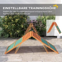 PawHut Agility hondenloopplank, opvouwbaar, hoogte verstelbaar, antislip, Vurenhout, tot 40 kg, 173 x 59 x 66 cm, Oranje/Groen(m-4)
