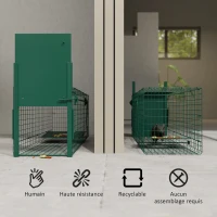 Outsunny Cage attrape animaux nuisibles 1 entrée dim. 100L x 25l x 28H cm vert foncé(m-5)