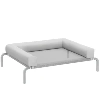 PawHut Cama Elevada para Cães com Latertais Amovíveis Cama Elevada para Cães Pequenos Portátil com Malha Respirável 90x65x30 cm Cinza(m-1)