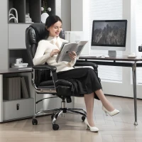 HOMCOM Ergonomic Office Chair, Heavy Duty Faux Leather Desk Chair with Tilt Function, Adjustable Height, 227kg 500LBS Swivel Computer Chair for Home Study, Black(m-7)