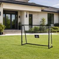 HOMCOM But de football cage de foot châssis métal filet PE piquets & outil inclus dim. 186L x 62l x 123H cm noir blanc(m-2)