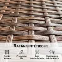 Outsunny Sofá Exterior de Ratán de 2 Plazas Sofá Exterior de Jardín con Cojín Lavable Estructura de Acero para Balcón Caqui(m-5)