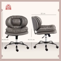 HOMCOM Cadeira de Escritório com Rodas Cadeira para Secretária com Função Baloiço Assento Amplo Sem Braços 60x65x83-93 cm Cinza Escuro(m-3)