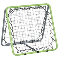 HOMCOM Fußball Rebounder Kickback Tor Rückprallwand Netz für Baseball Basketball beidseitiger Rückprall Verstellbar in 5 Stufen Metall Grün+Schwarz 75 x 75 x 64 cm(m-1)