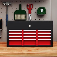 HOMCOM Gereedschapskist, afsluitbaar, 6 lades, stalen behuizing, 60x26x34cm, Rood+Zwart(m-7)