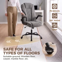 HOMCOM Office Chair, Ergonomic Desk Chair with Flip-up Armrest, Pocket Springs, Swivel Wheels, Adjustable Height, Dark Grey(m-7)