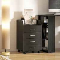Vinsetto Caisson de bureau rangement sur roulettes 4 tiroirs coulissants en bois  40 x 36 x 65 cm noir(m-7)