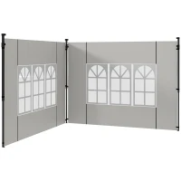 Outsunny Conjunto de 2 Paredes Laterais para Tendas de 3x3m e 3x6m Paredes Laterais com Janelas Transparentes 293x193cm Branco(m-11)