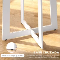 HOMCOM Mesa de Cozinha Redonda para 4 Pessoas Moderna com Tampo de Madeira e Base de Aço Cruzada Ø80x75 cm Carvalho(m-6)
