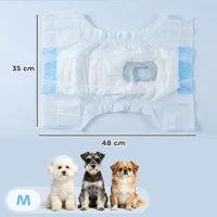 PawHut Pannolini per Cani Femmina, 48 pezzi, Taglia M con Fascia Elastica Regolabile, 48x35x1 cm, Bianco(m-18)